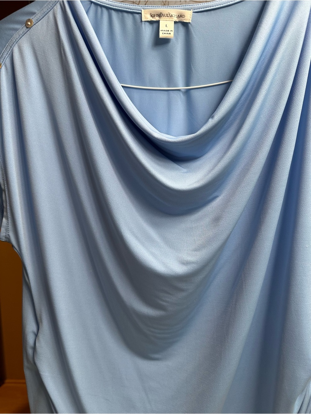 John Paul Richard Blue Cowl Neck Blouse